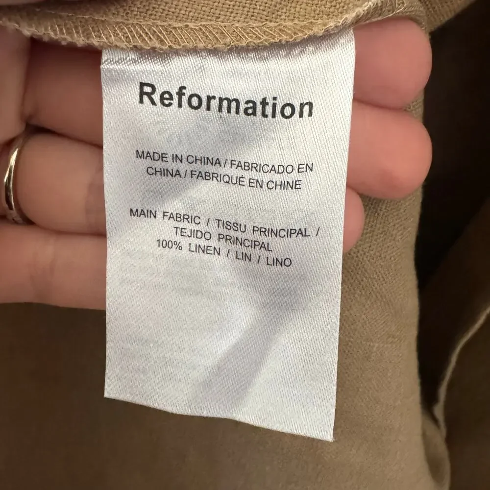 Reformation Hyland Linen Dress in Khaki Size XL - Picture 13 of 13